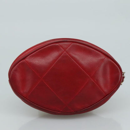 CHANEL Matelasse Pouch Lamb Skin Red CC bs21620