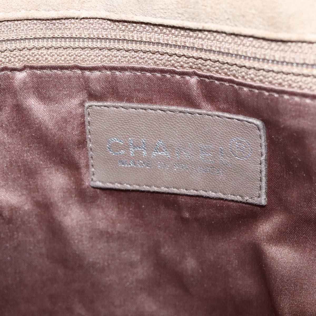 CHANEL Choco Bar line Tote Bag Suede Beige CC bs21624