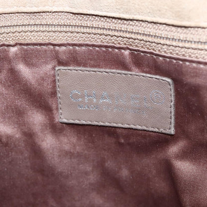 CHANEL Choco Bar line Tote Bag Suede Beige CC bs21624