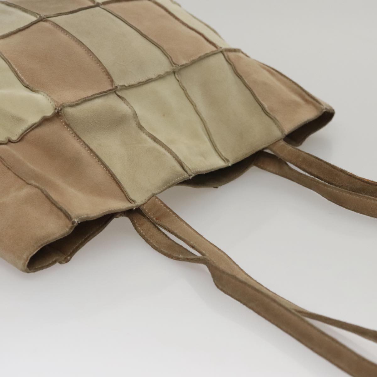 CHANEL Choco Bar line Tote Bag Suede Beige CC bs21624