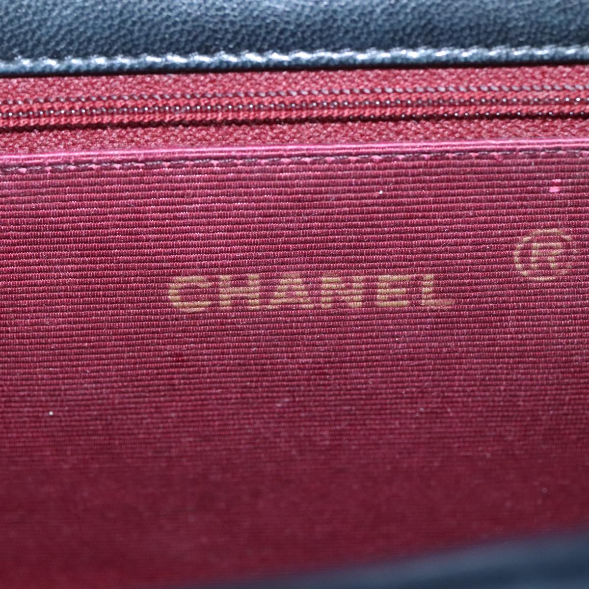 CHANEL Chain Matelasse Shoulder Bag Lamb Skin Navy Gold CC bs21661