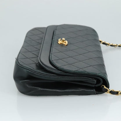 CHANEL Chain Matelasse Shoulder Bag Lamb Skin Navy Gold CC bs21661