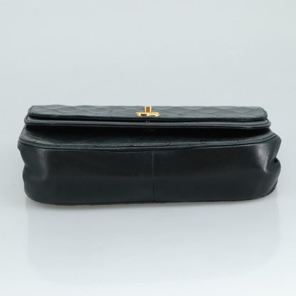CHANEL Chain Matelasse Shoulder Bag Lamb Skin Navy Gold CC bs21661