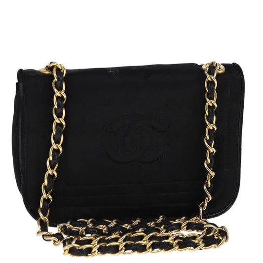 CHANEL COCO Mark Chain Shoulder Bag Nylon Black Gold CC bs21662
