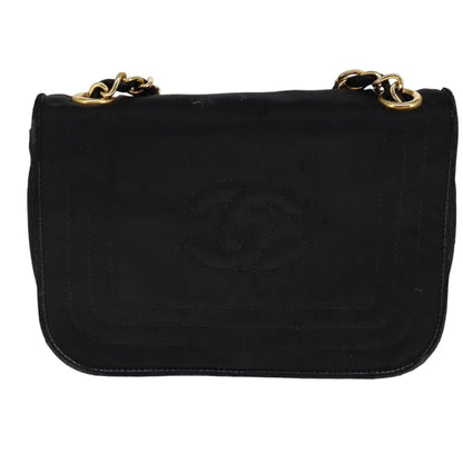 CHANEL COCO Mark Chain Shoulder Bag Nylon Black Gold CC bs21662