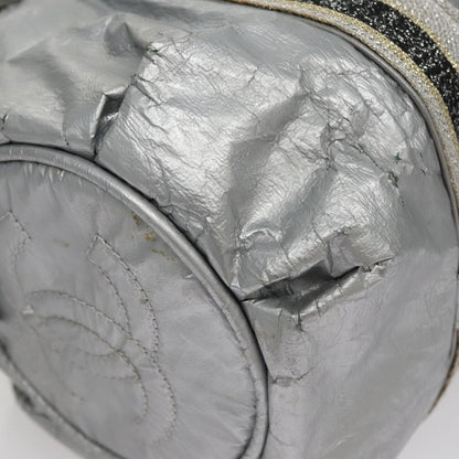 CHANEL Sports Hand Bag Coated Canvas Silver CC bs21669