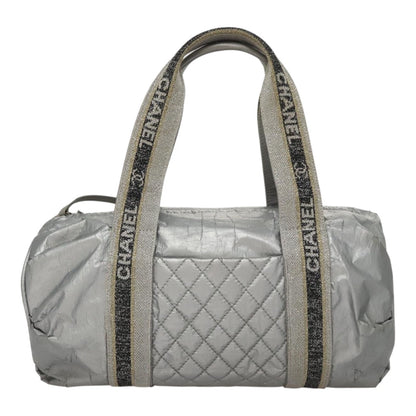 CHANEL Sports Hand Bag Coated Canvas Silver CC bs21669