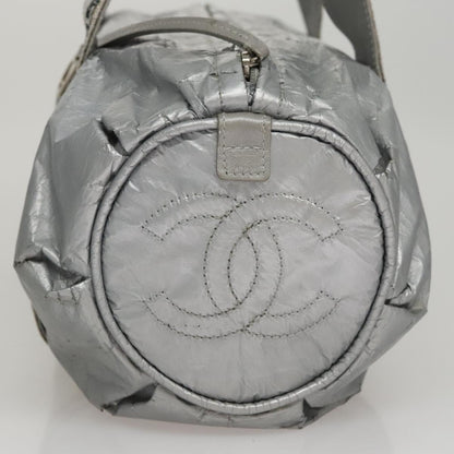 CHANEL Sports Hand Bag Coated Canvas Silver CC bs21669