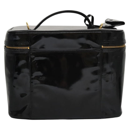 CHANEL Vanity Pouch Patent leather 2way Black Gold CC bs21681
