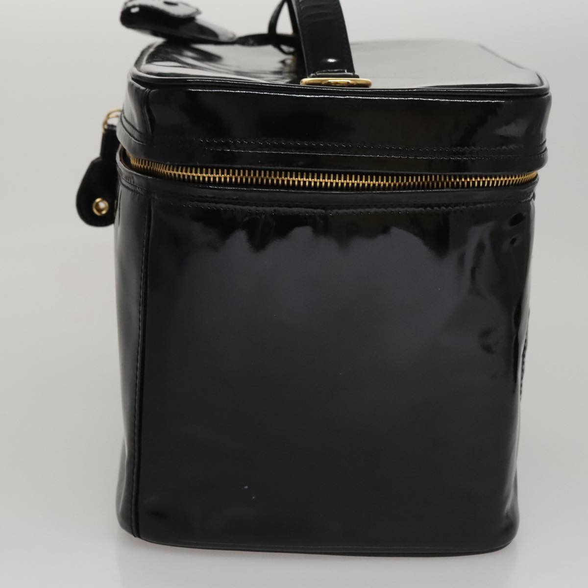 CHANEL Vanity Pouch Patent leather 2way Black Gold CC bs21681