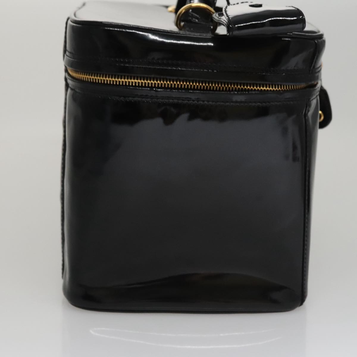 CHANEL Vanity Pouch Patent leather 2way Black Gold CC bs21681