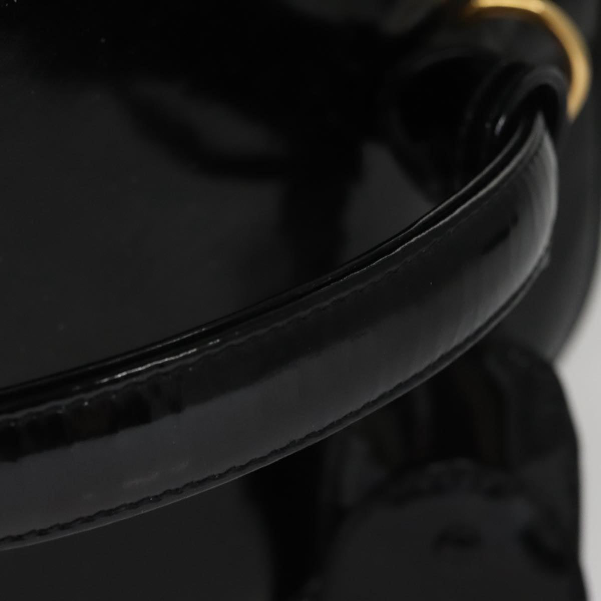 CHANEL Vanity Pouch Patent leather 2way Black Gold CC bs21681