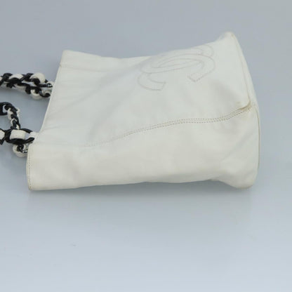 CHANEL Tote Bag Lamb Skin White CC bs21711
