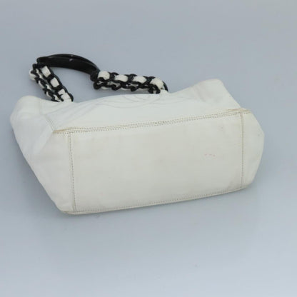 CHANEL Tote Bag Lamb Skin White CC bs21711