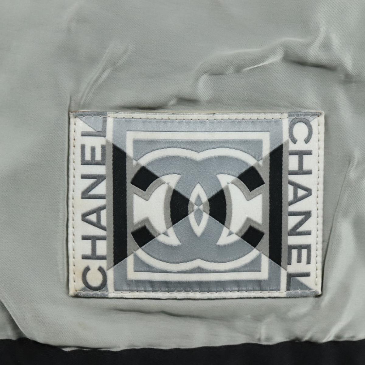 CHANEL Sports Shoulder Bag Nylon Silver CC bs21716