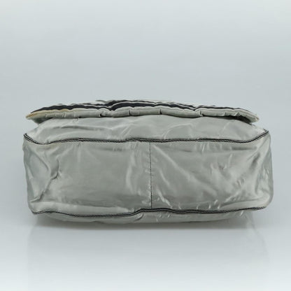 CHANEL Sports Shoulder Bag Nylon Silver CC bs21716