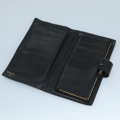 CHANEL Long Wallet Caviar Skin Black CC bs21729