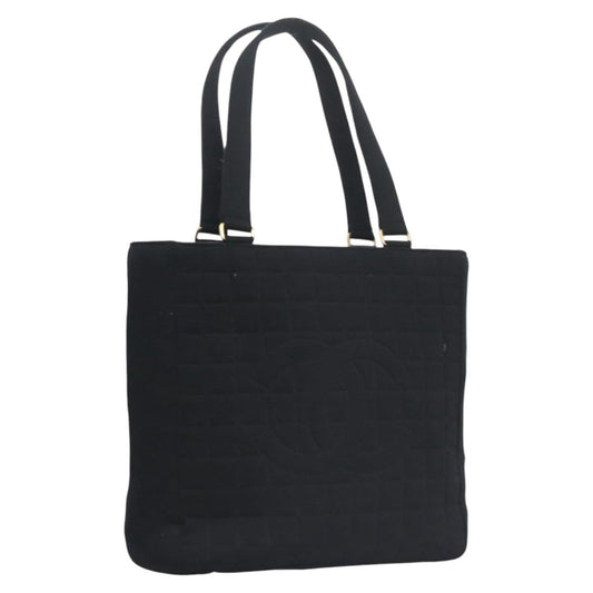 CHANEL Choco Bar Tote Bag Cotton Black CC bs21806