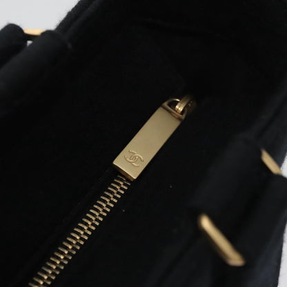 CHANEL Choco Bar Tote Bag Cotton Black CC bs21806