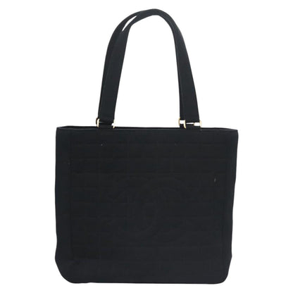 CHANEL Choco Bar Tote Bag Cotton Black CC bs21806