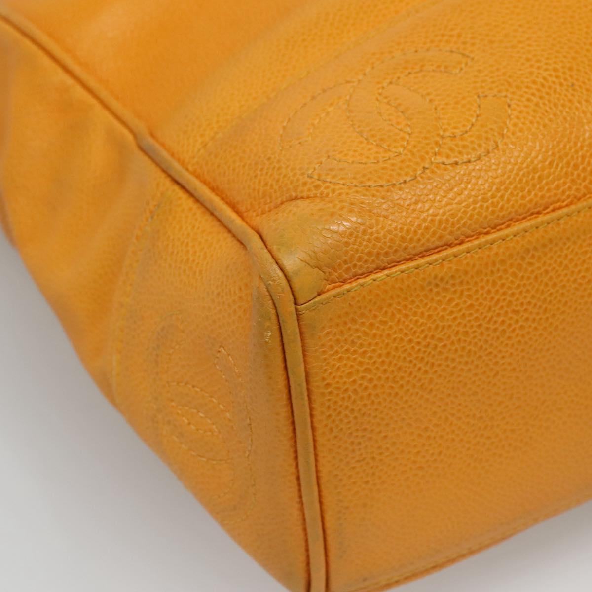 CHANEL Chain Shoulder Bag Caviar Skin Yellow CC bs21807