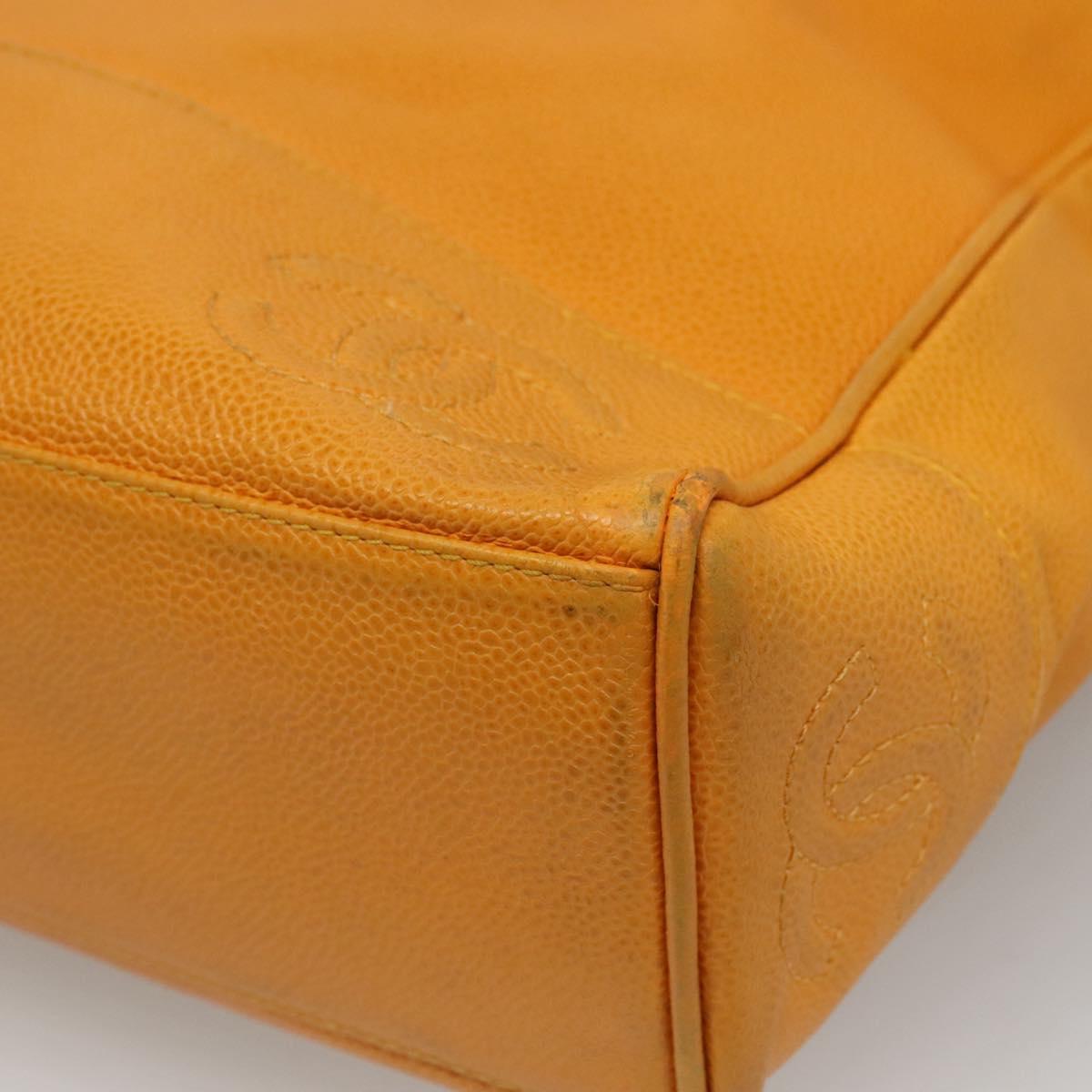 CHANEL Chain Shoulder Bag Caviar Skin Yellow CC bs21807