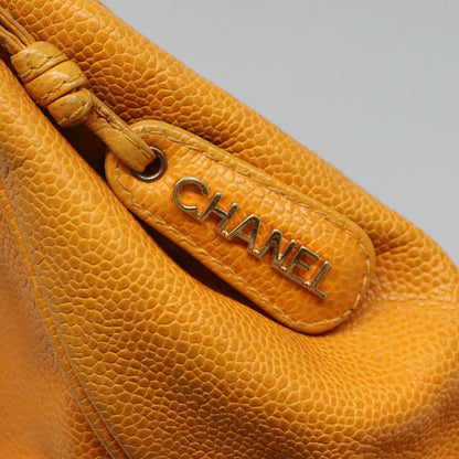 CHANEL Chain Shoulder Bag Caviar Skin Yellow CC bs21807
