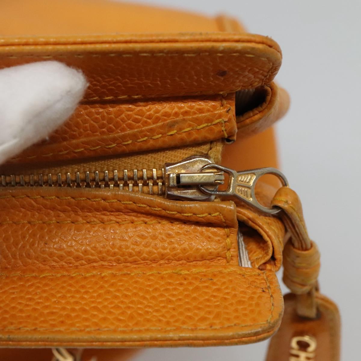 CHANEL Chain Shoulder Bag Caviar Skin Yellow CC bs21807