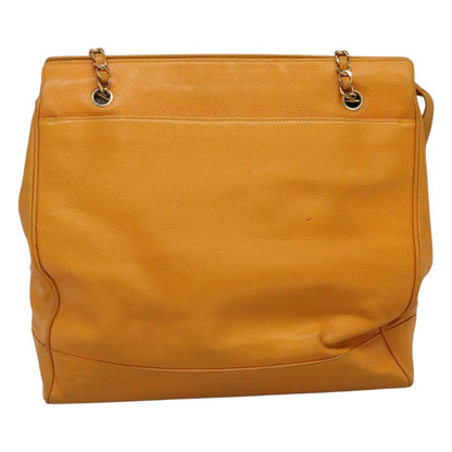 CHANEL Chain Shoulder Bag Caviar Skin Yellow CC bs21807