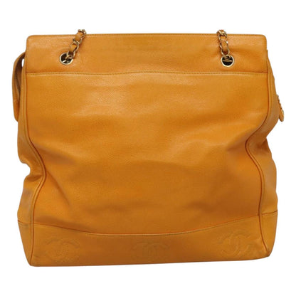 CHANEL Chain Shoulder Bag Caviar Skin Yellow CC bs21807