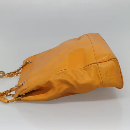 CHANEL Chain Shoulder Bag Caviar Skin Yellow CC bs21807