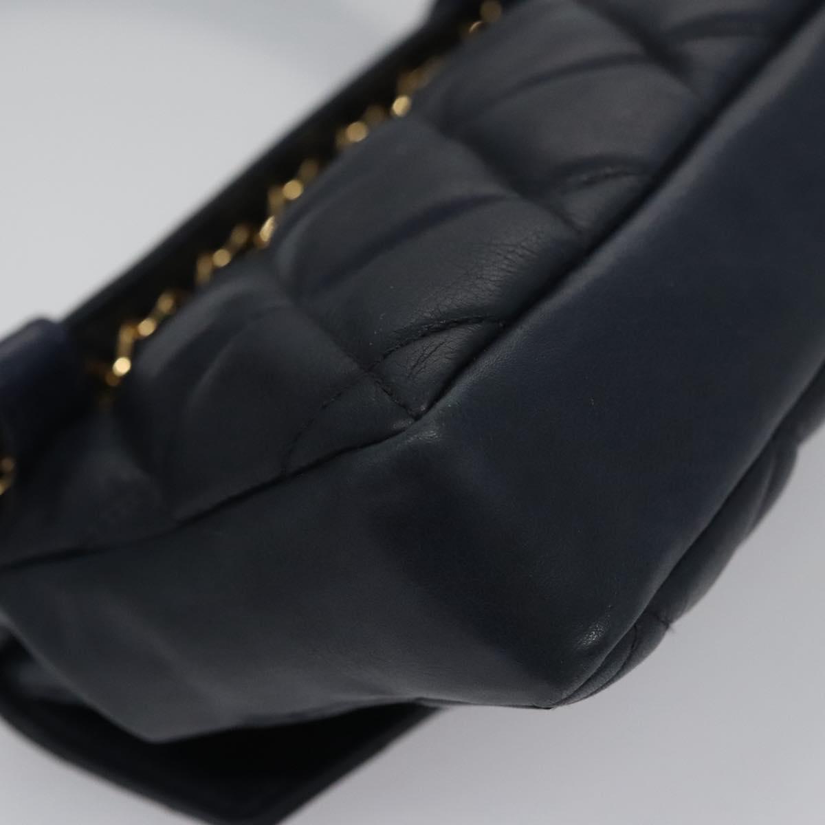 CHANEL Matelasse Chain Waist bag Lamb Skin Navy Gold CC bs21834