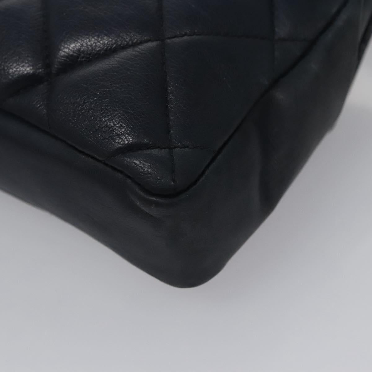 CHANEL Matelasse Chain Waist bag Lamb Skin Navy Gold CC bs21834