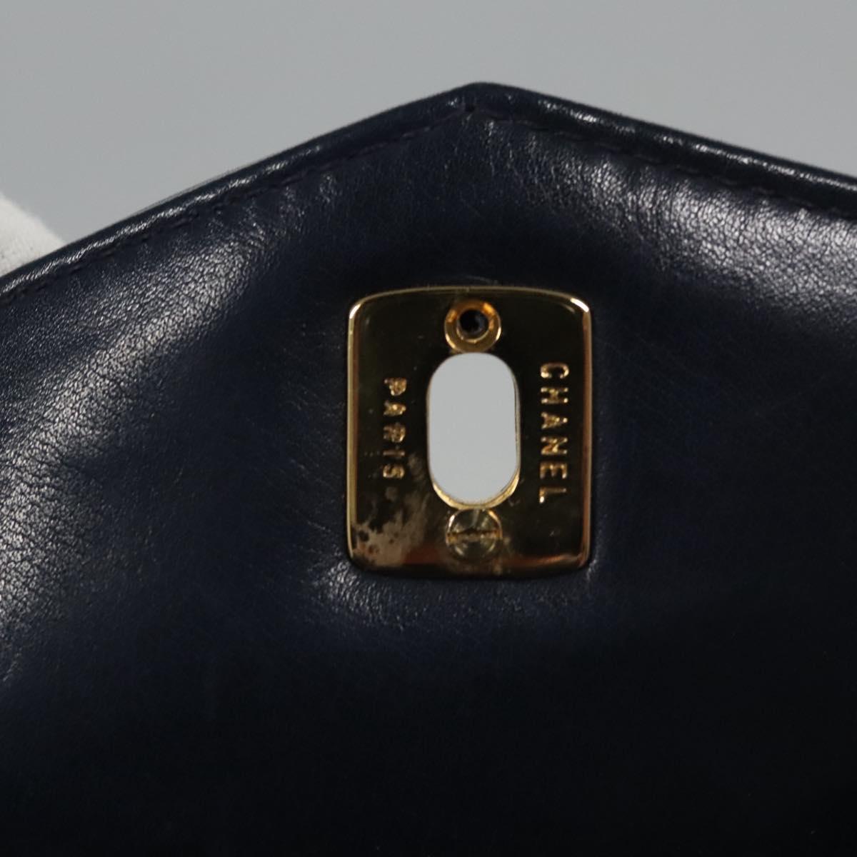 CHANEL Matelasse Chain Waist bag Lamb Skin Navy Gold CC bs21834