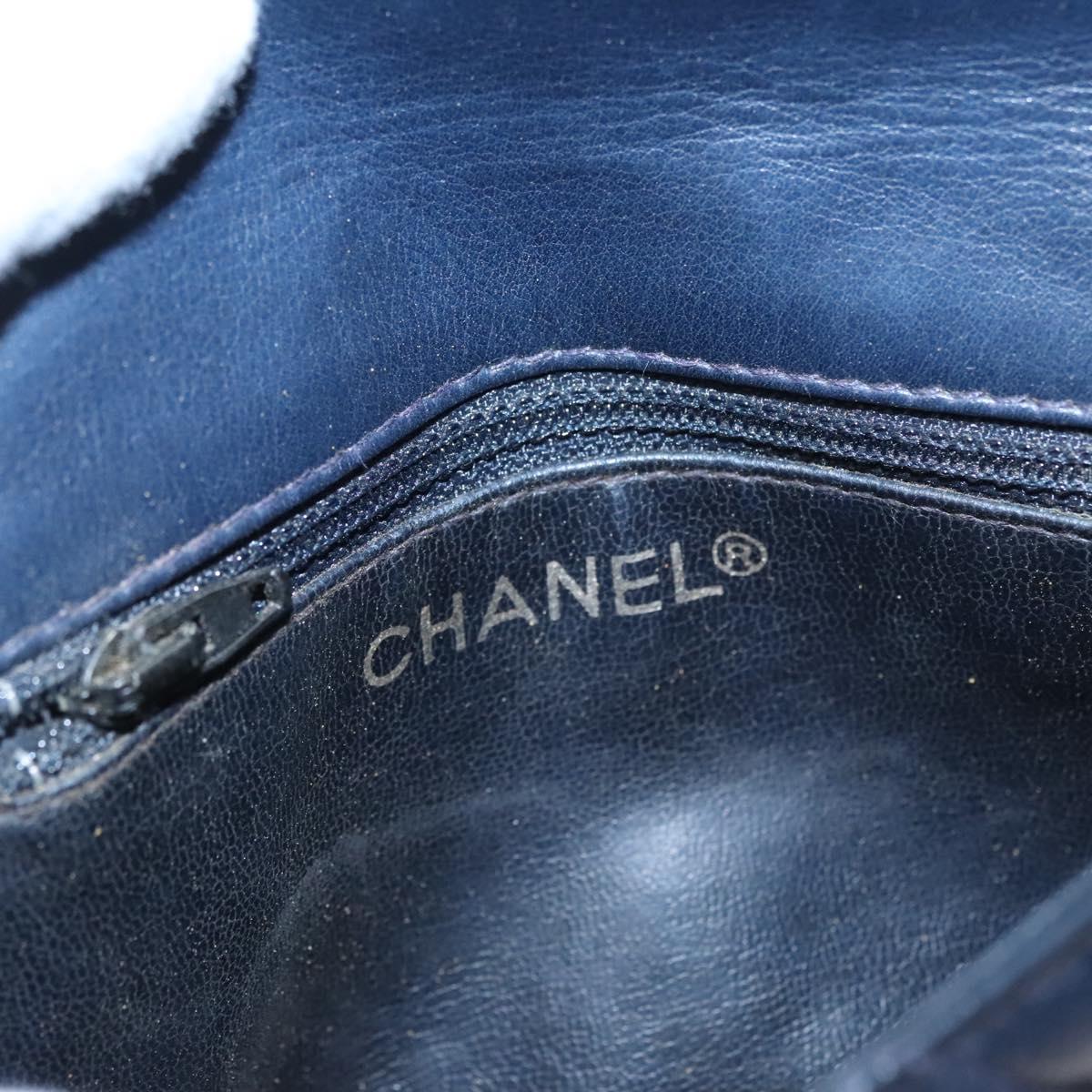 CHANEL Matelasse Chain Waist bag Lamb Skin Navy Gold CC bs21834