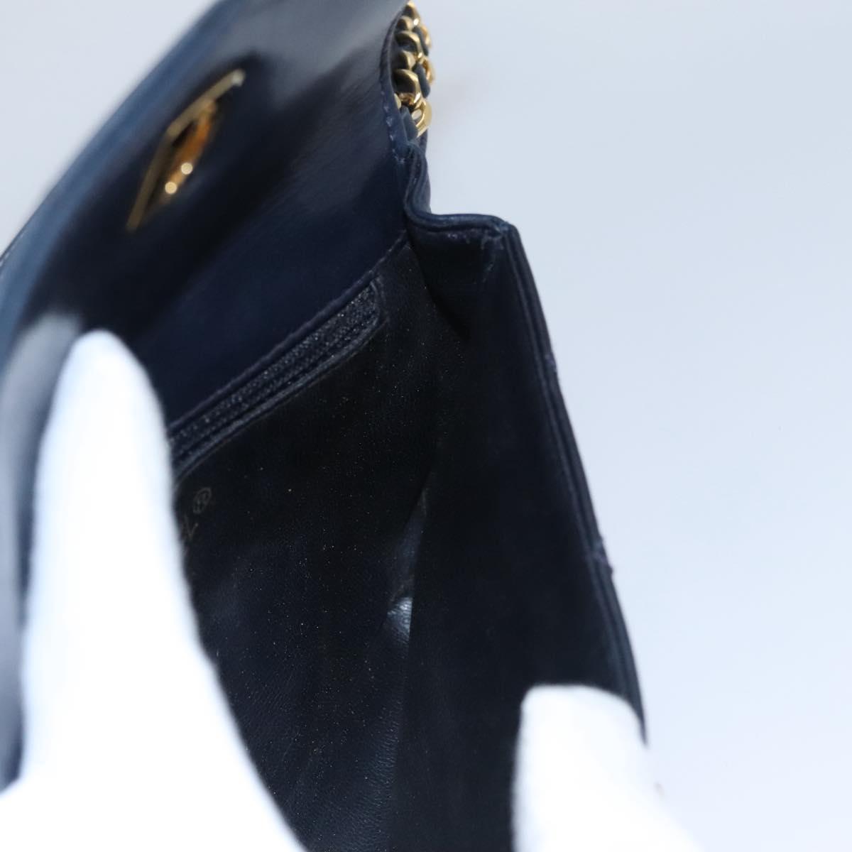 CHANEL Matelasse Chain Waist bag Lamb Skin Navy Gold CC bs21834