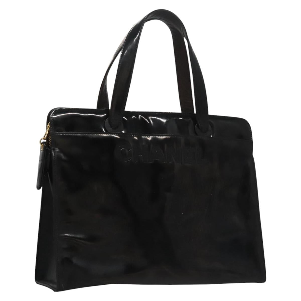 CHANEL COCO Mark Tote Bag Patent Leather Black Gold CC bs21837
