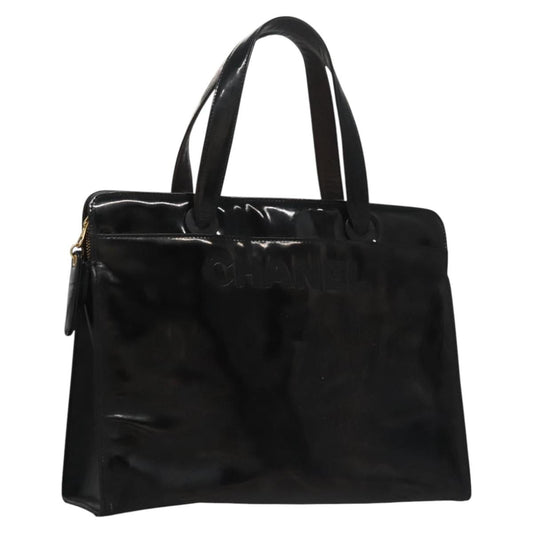 CHANEL COCO Mark Tote Bag Patent Leather Black Gold CC bs21837