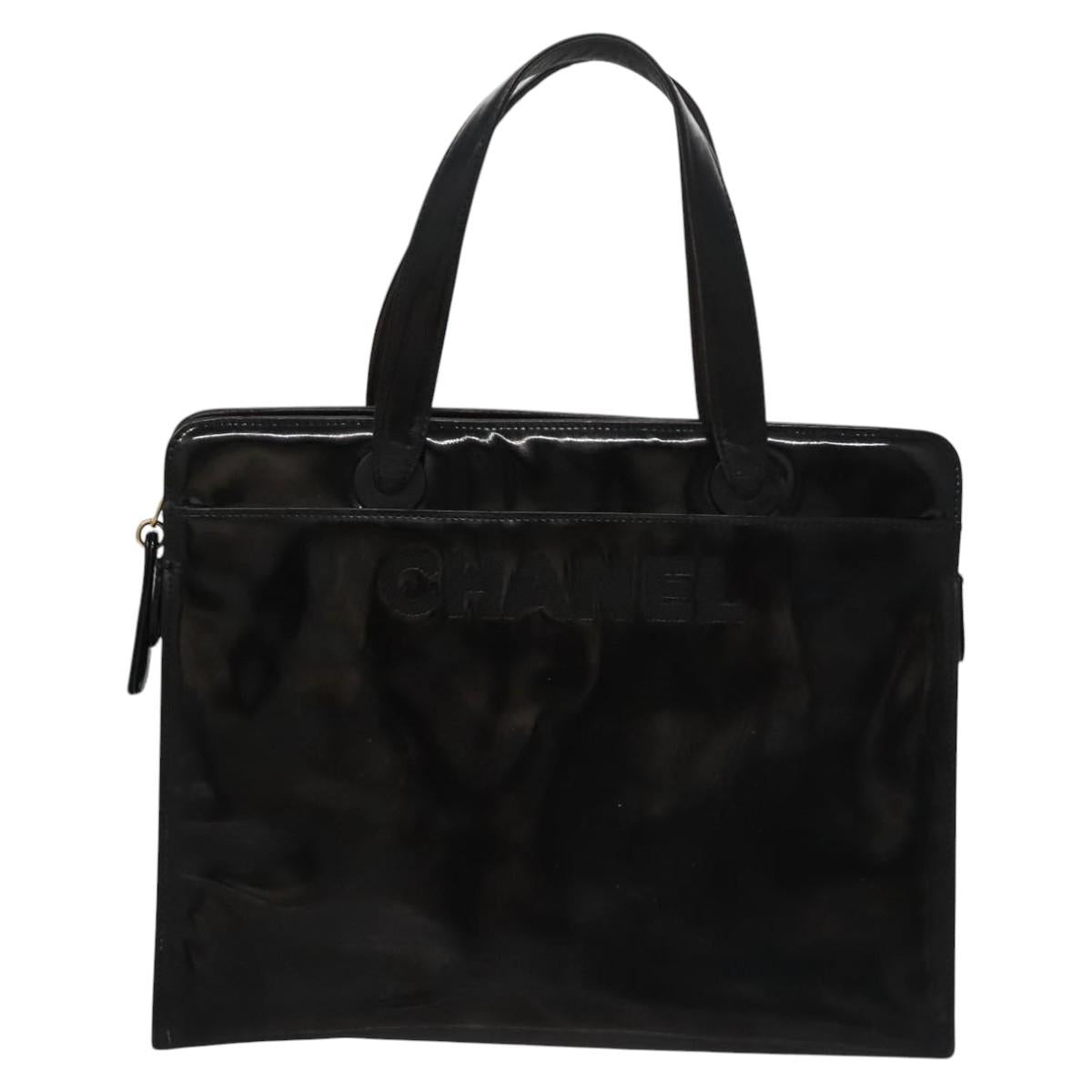 CHANEL COCO Mark Tote Bag Patent Leather Black Gold CC bs21837