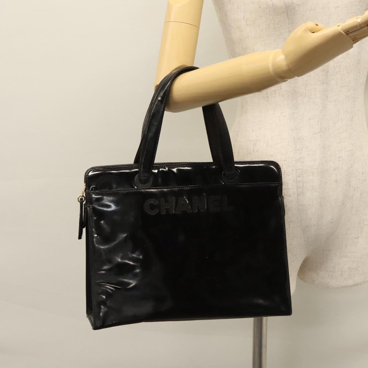 CHANEL COCO Mark Tote Bag Patent Leather Black Gold CC bs21837
