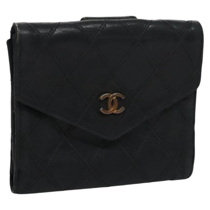 CHANEL Bicolore Wallet Leather Black Gold CC bs21857