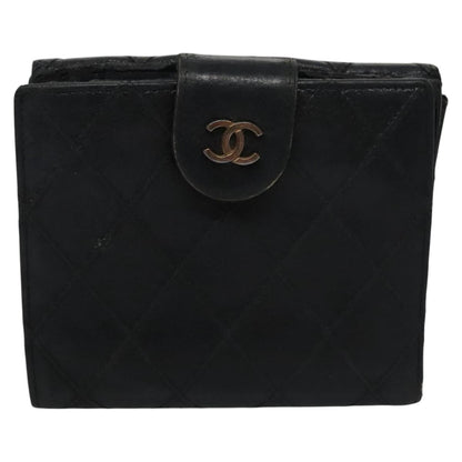 CHANEL Bicolore Wallet Leather Black Gold CC bs21857