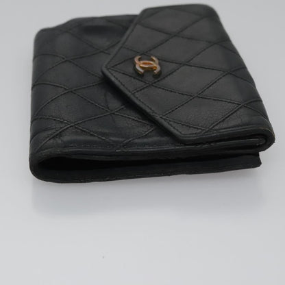 CHANEL Bicolore Wallet Leather Black Gold CC bs21857