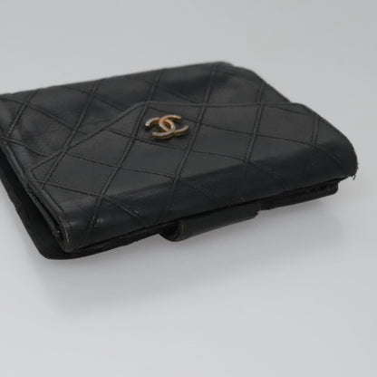 CHANEL Bicolore Wallet Leather Black Gold CC bs21857