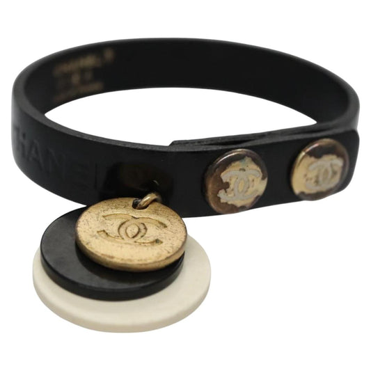 CHANEL Bracelet Leather Black Gold CC bs21865