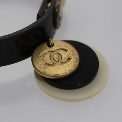 CHANEL Bracelet Leather Black Gold CC bs21865