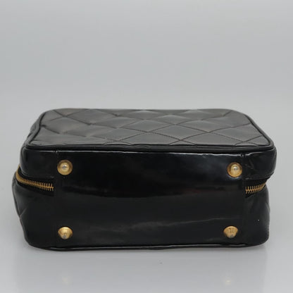 CHANEL Matelasse Hand Bag Patent leather Black Gold CC bs21938