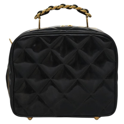 CHANEL Matelasse Hand Bag Patent leather Black Gold CC bs21938