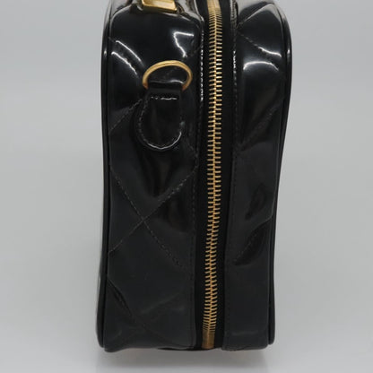 CHANEL Matelasse Hand Bag Patent leather Black Gold CC bs21938