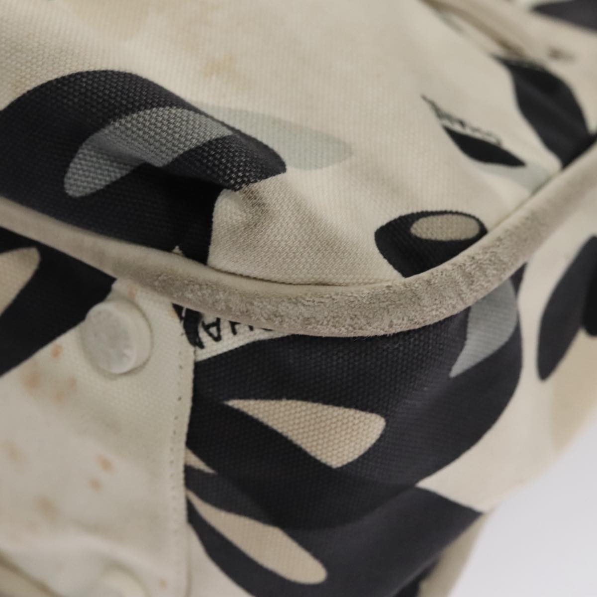 CHANEL Tote Bag Canvas White Black Silver CC bs22011